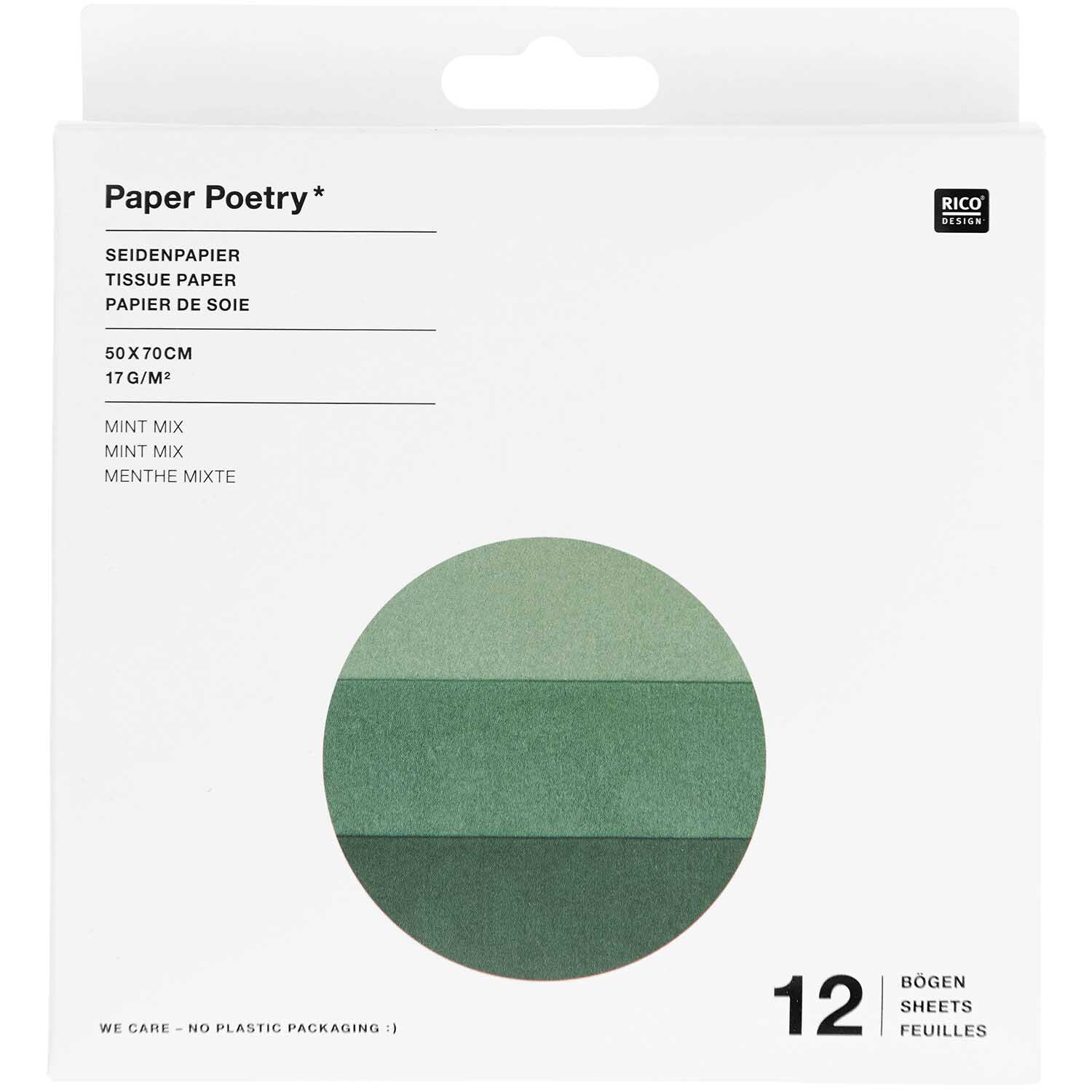 Paper Poetry Seidenpapier mint sortiert 50x70cm 12 Bögen