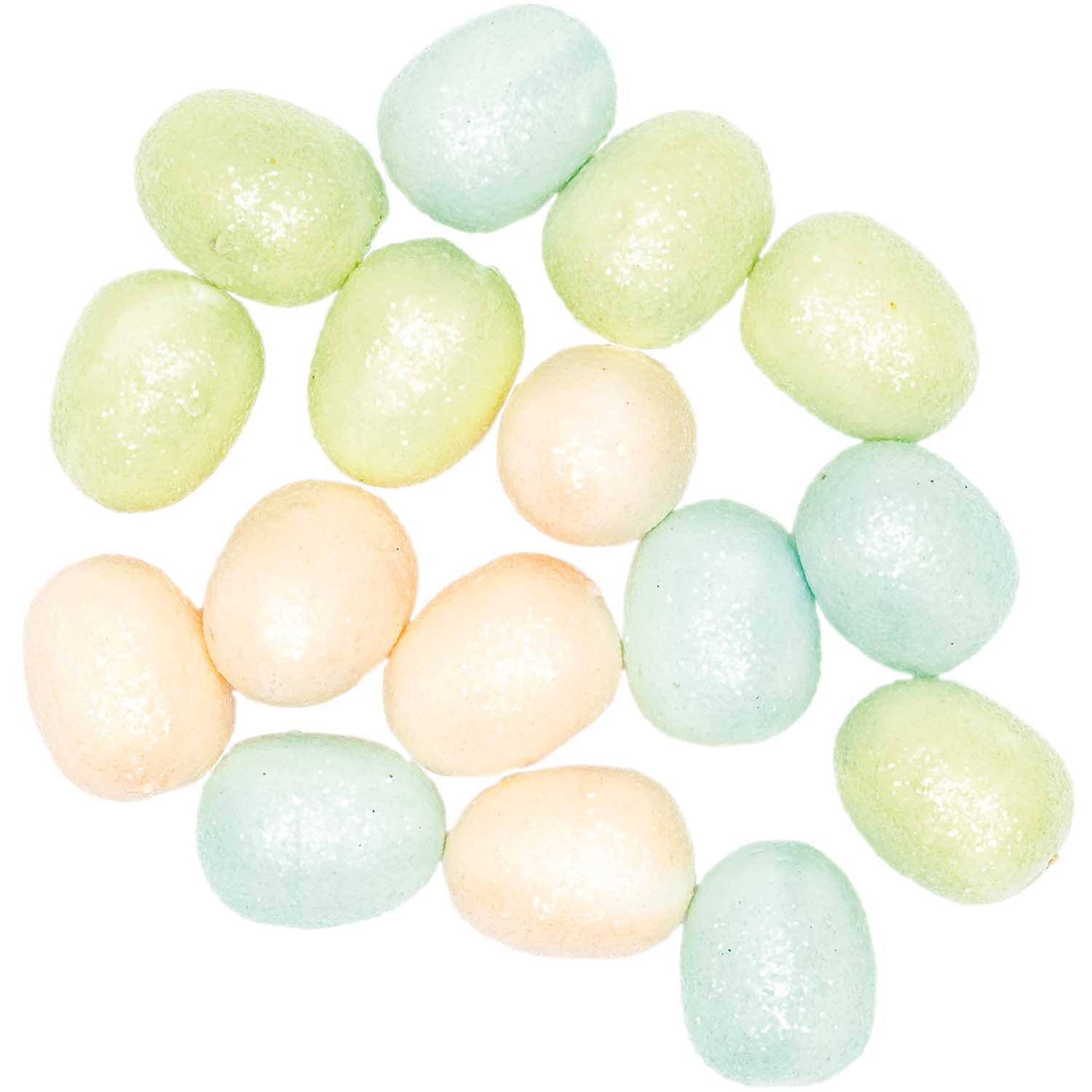 Glitter-Eier pastell 3cm 16 Stück