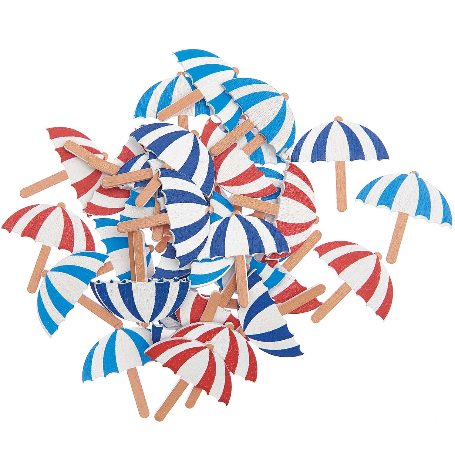 Holzstreu Sonnenschirm rot-weiß/blau-weiß 2x2cm 36 Stück