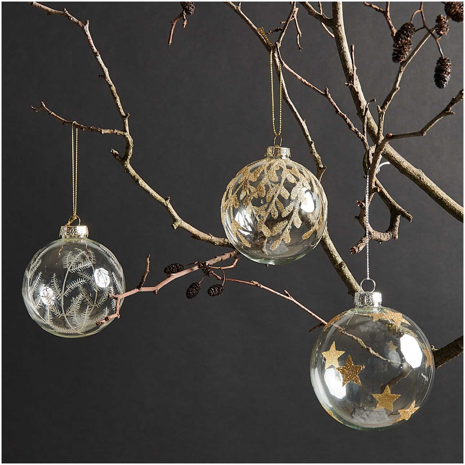 Glaskugel Baumschmuck Ornament klar-gold 8cm