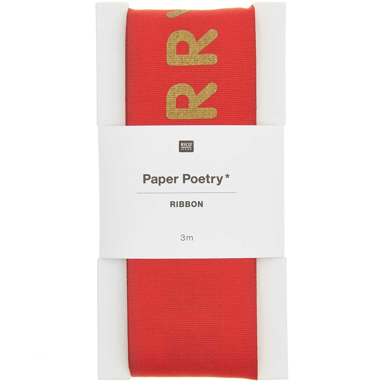 Paper Poetry Taftband Merry Christmas rot 38mm 3m
