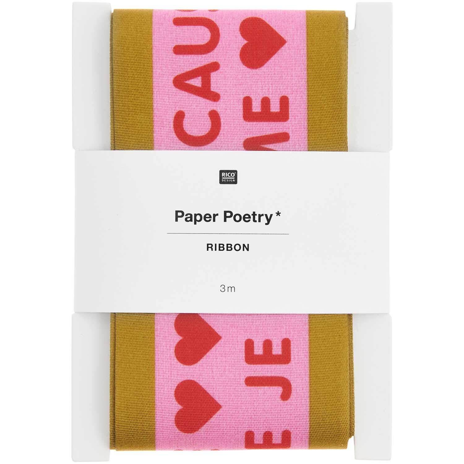 Paper Poetry Taftband Liebe pink-gold 58mm 3m
