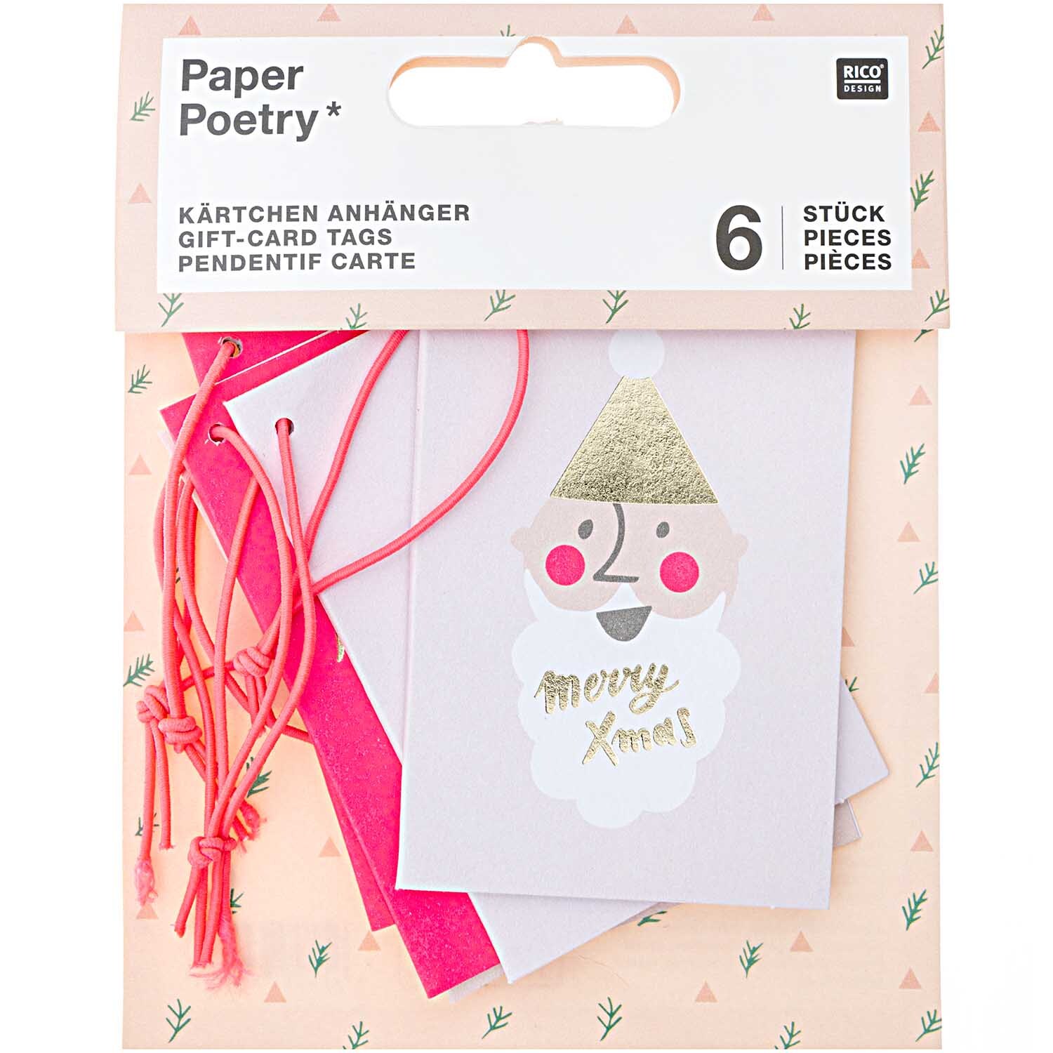 Paper Poetry  Kärtchenanhänger Jolly Christmas pastel 6 Stück