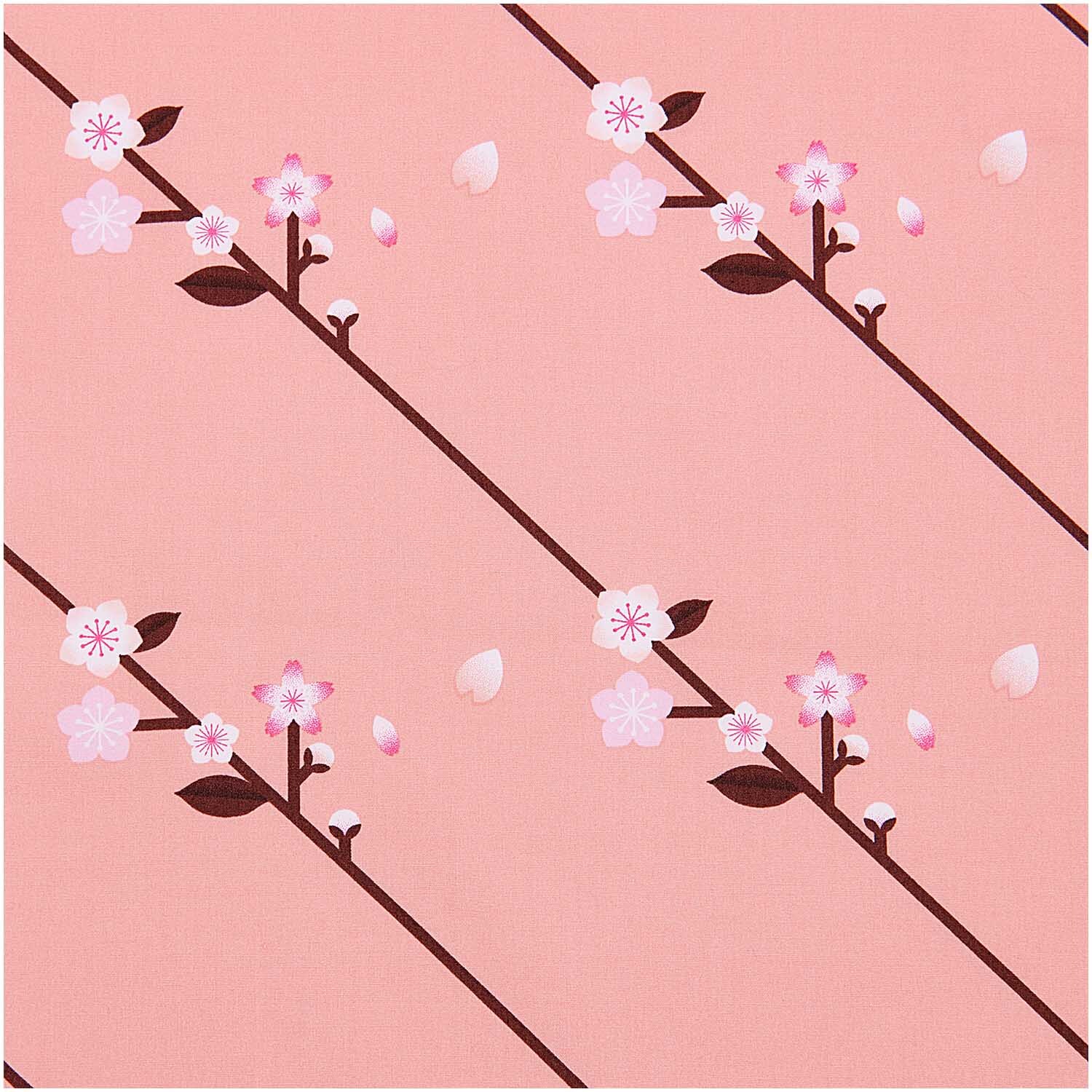 Stoffabschnitt Baumwoll-Popelin pfirsich Sakura Zweige 50x140cm