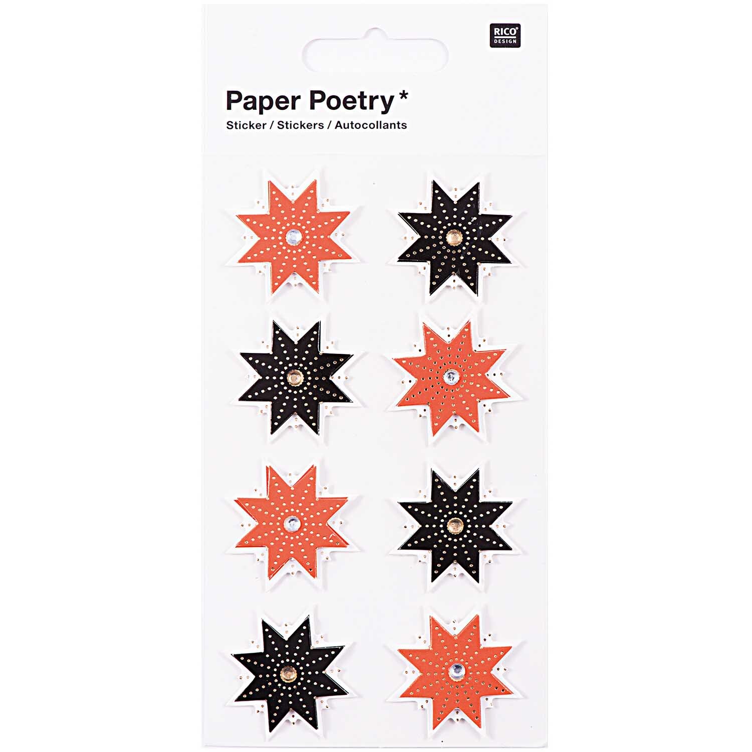 Paper Poetry 3D Sticker Sterne schwarz-rot Hot Foil