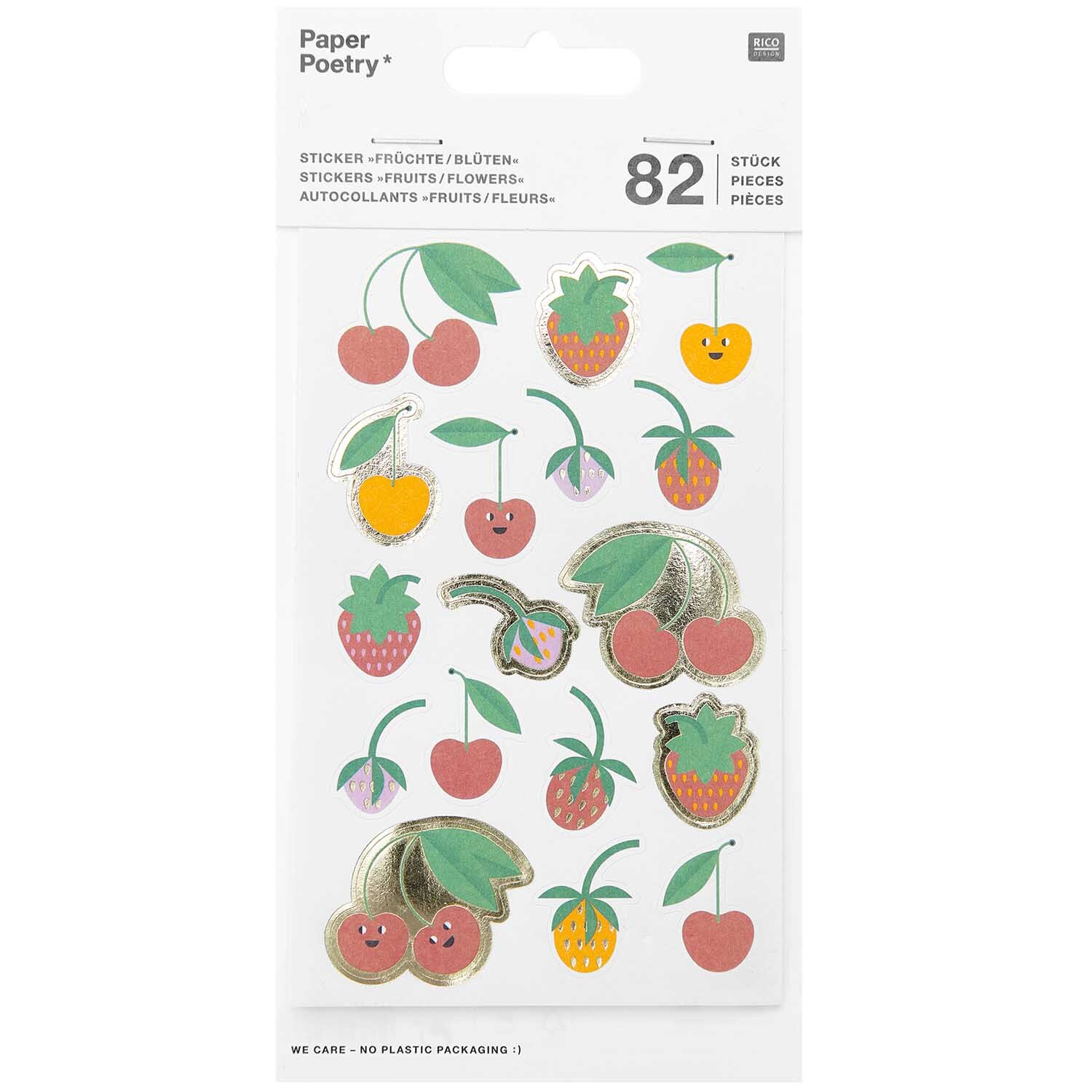Paper Poetry Sticker Früchte & Blüten 4 Blatt