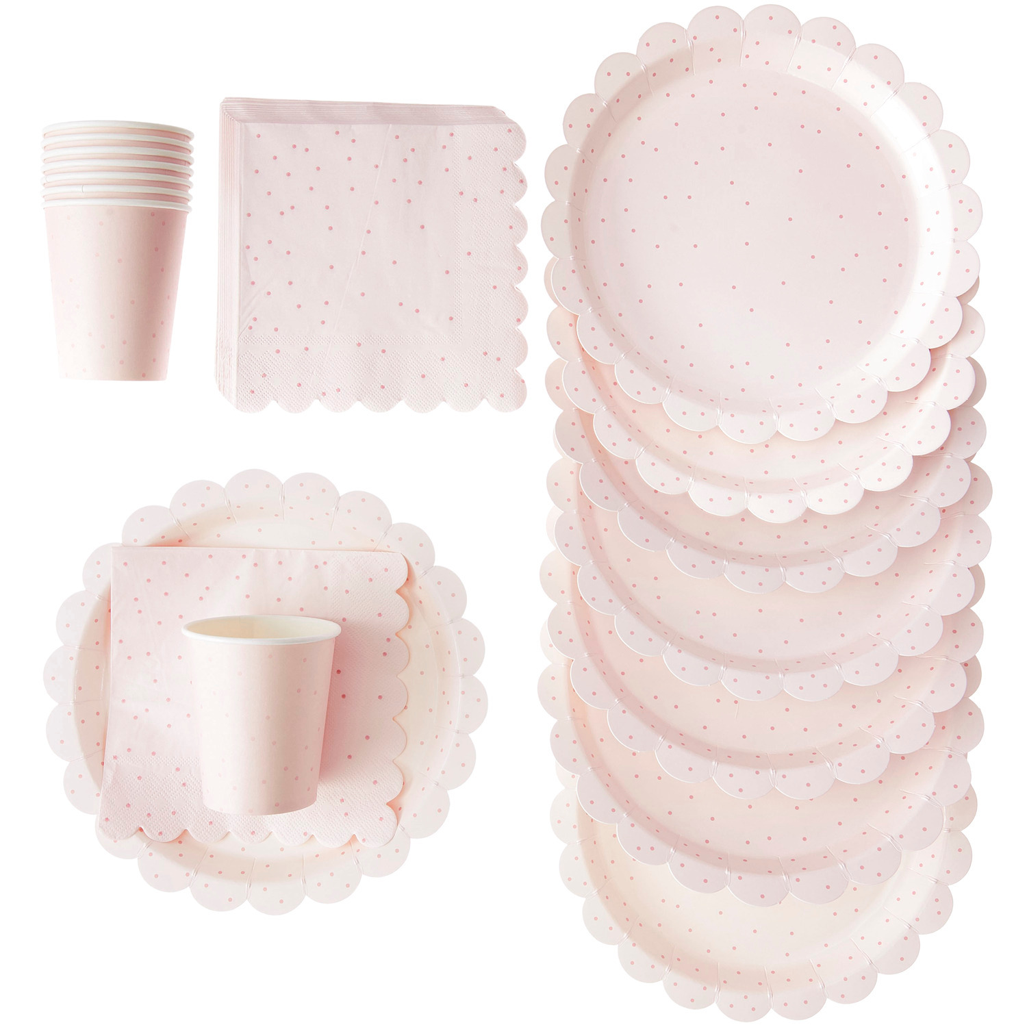 Party-Set Punkte Puder/Pink
