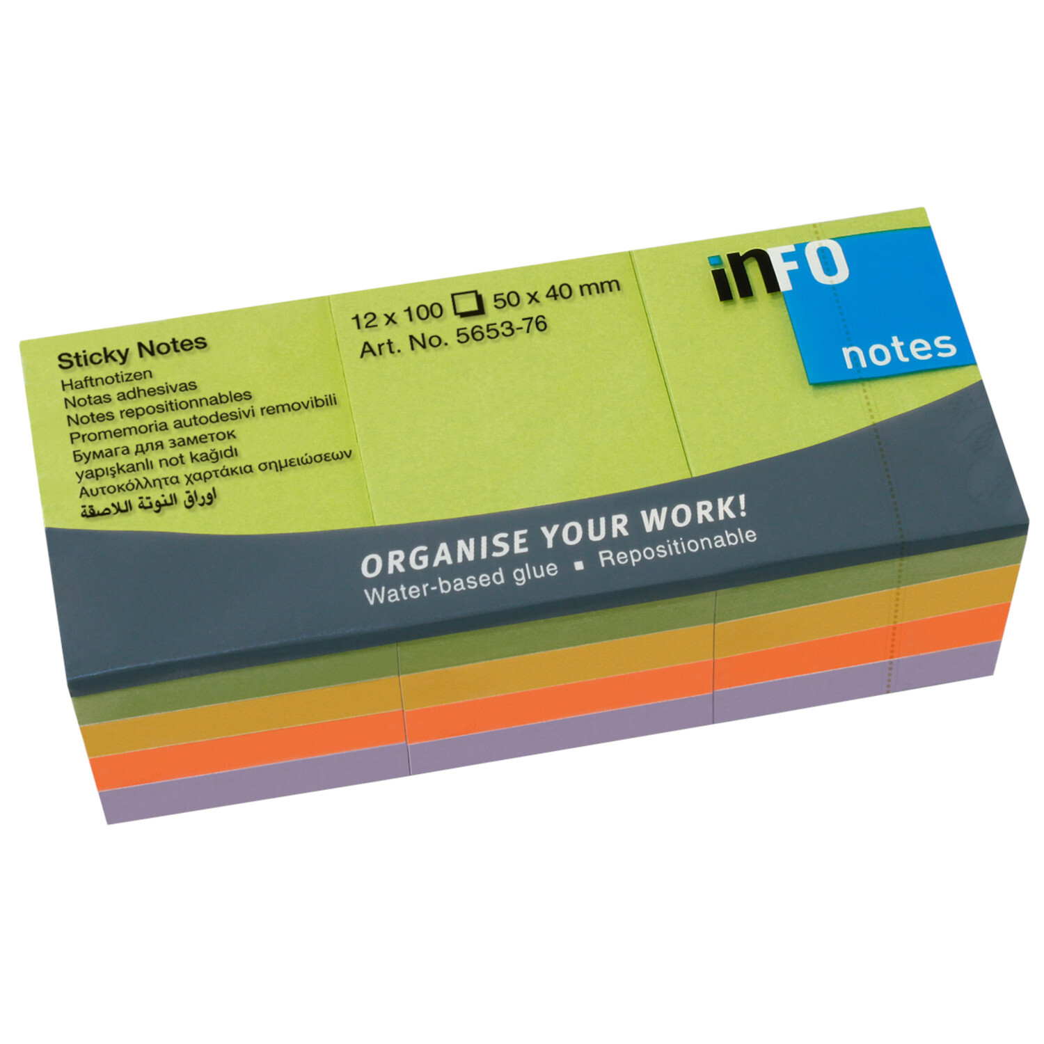 inFO Haftnotizen Spring-Mix 12×100 Blatt