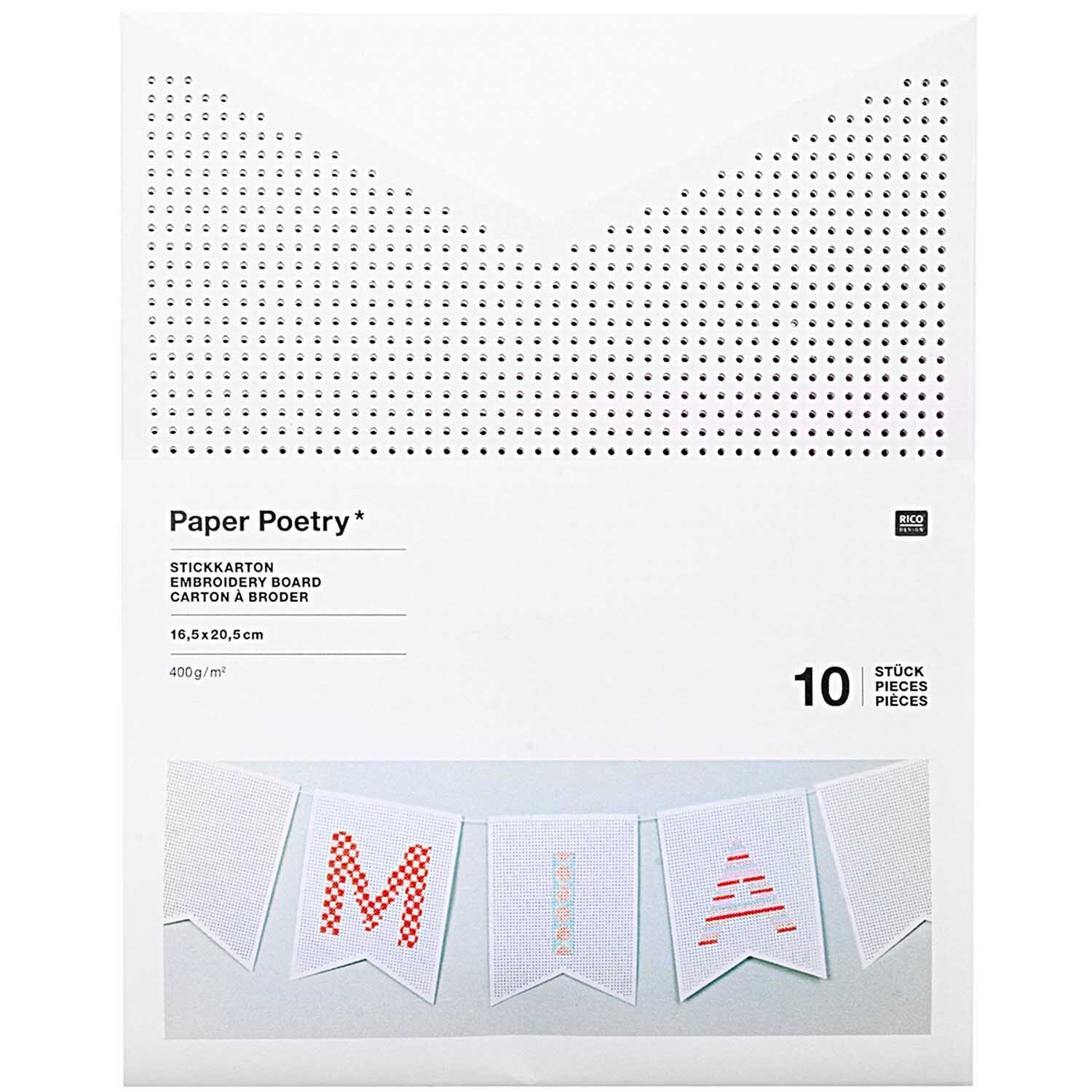 Paper Poetry Stickkarton Girlande Fähnchen 10 Stück
