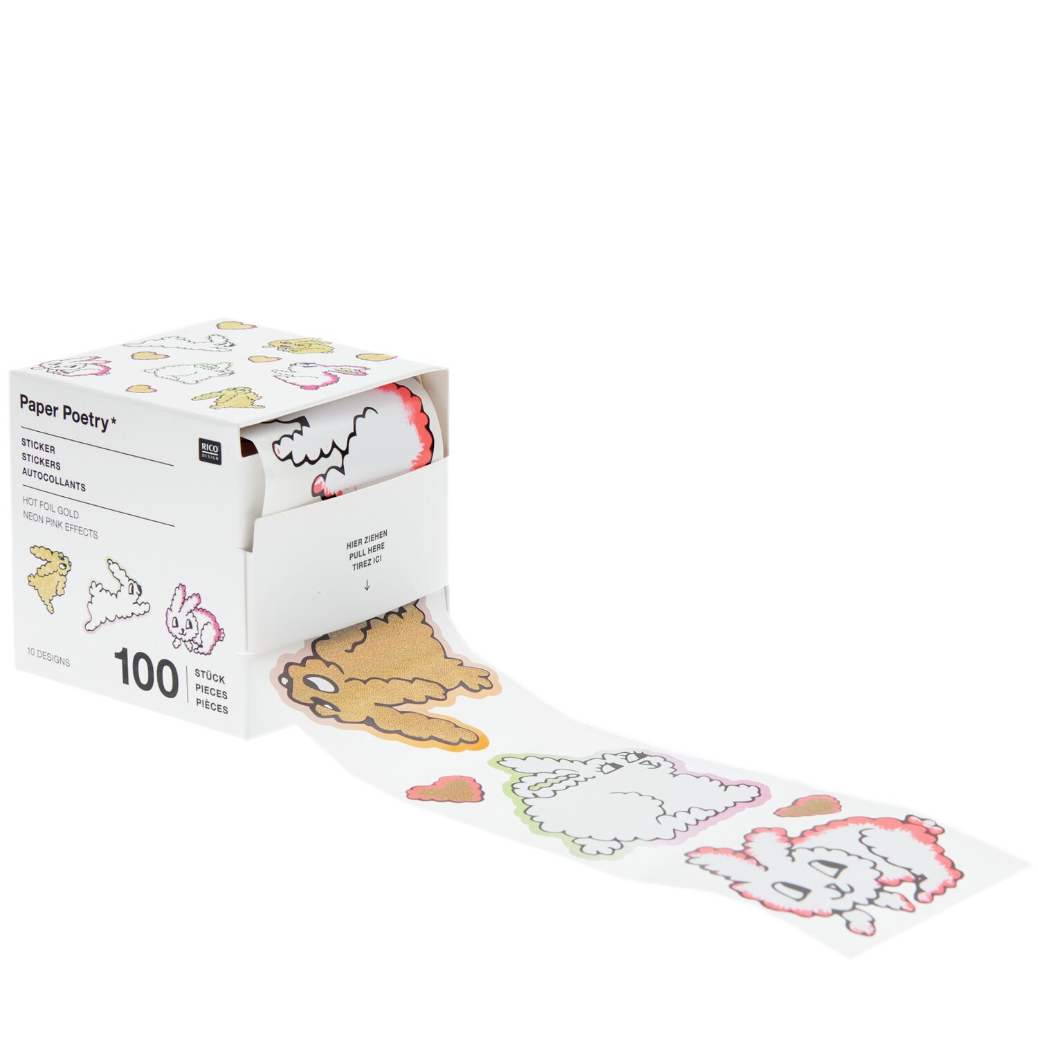 Rico Design Paper Poetry Sticker Futschikato Hasen auf der Rolle