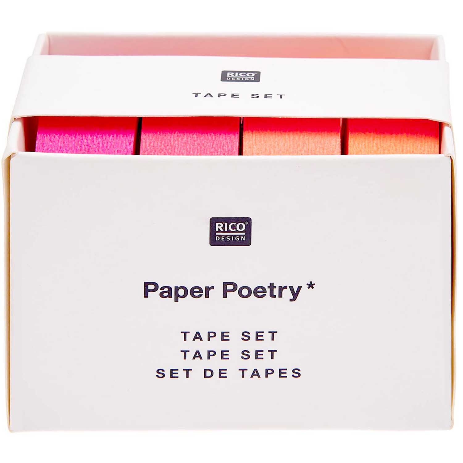 Paper Poetry Tape Set Neon Rottöne 15mm 10m 4teilig