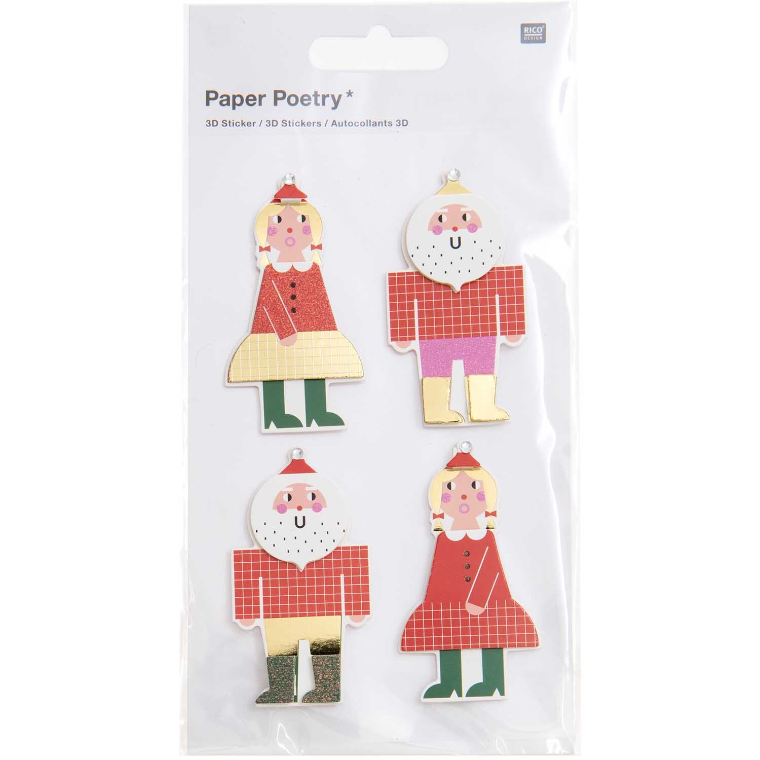 Paper Poetry 3D-Sticker Weihnachtsmann 1 Blatt