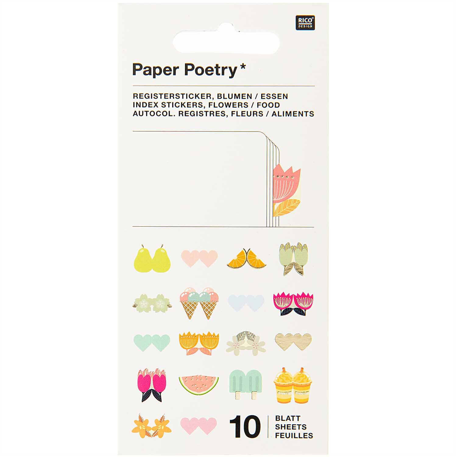 Paper Poetry Stickerbuch Register Blumen 10 Blatt