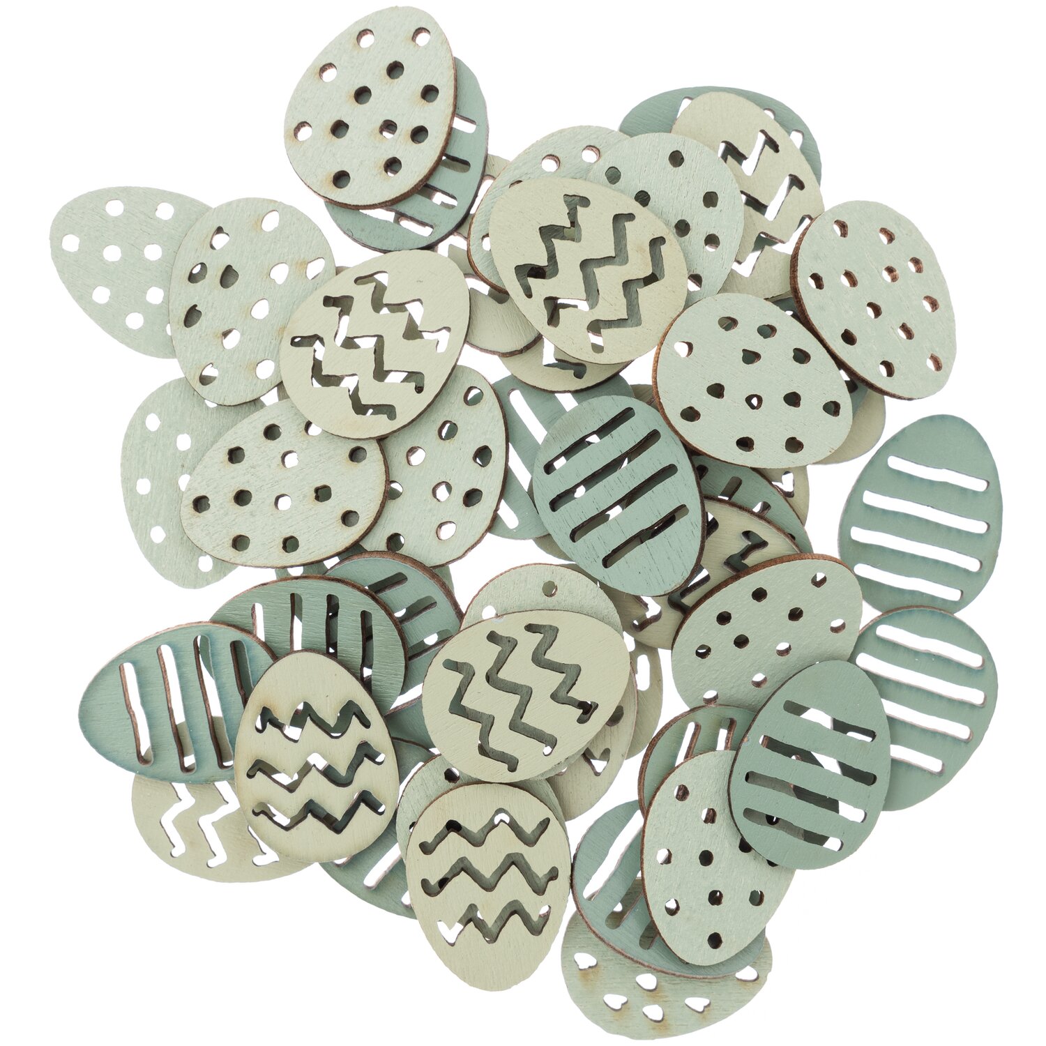 Rico Design Holzstreu Osterei 48 Stück Mint Mix