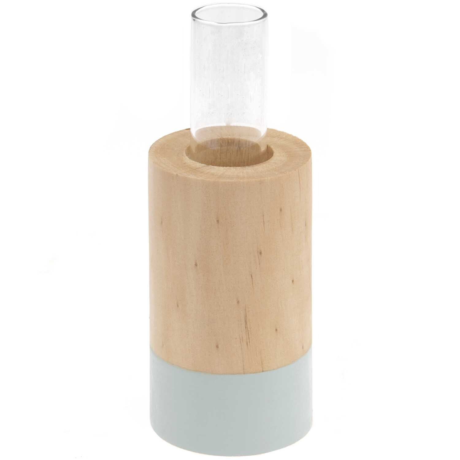Holz Vase mit Reagenzglas Mint