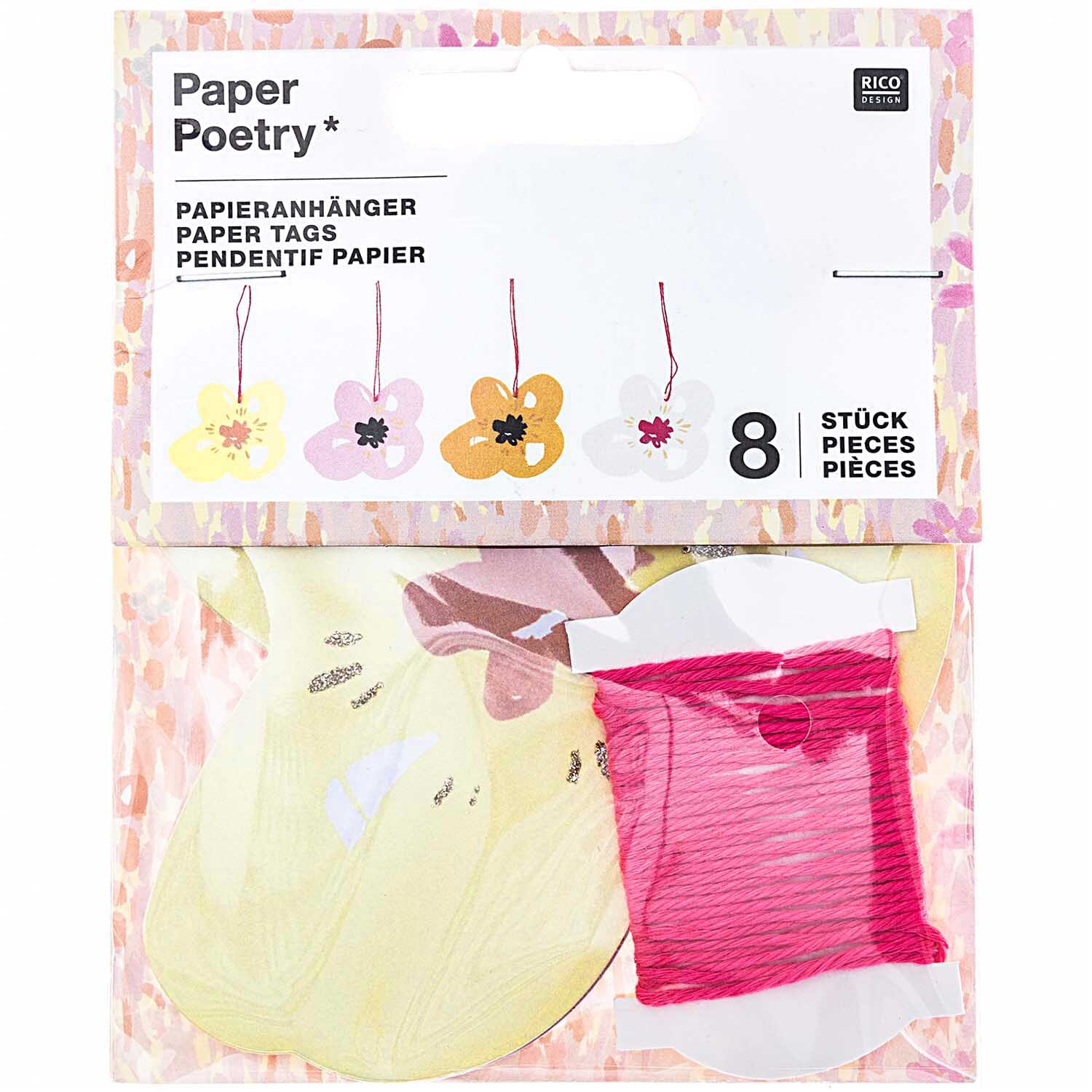 Paper Poetry Papieranhänger Crafted Nature Blumen 8 Stück