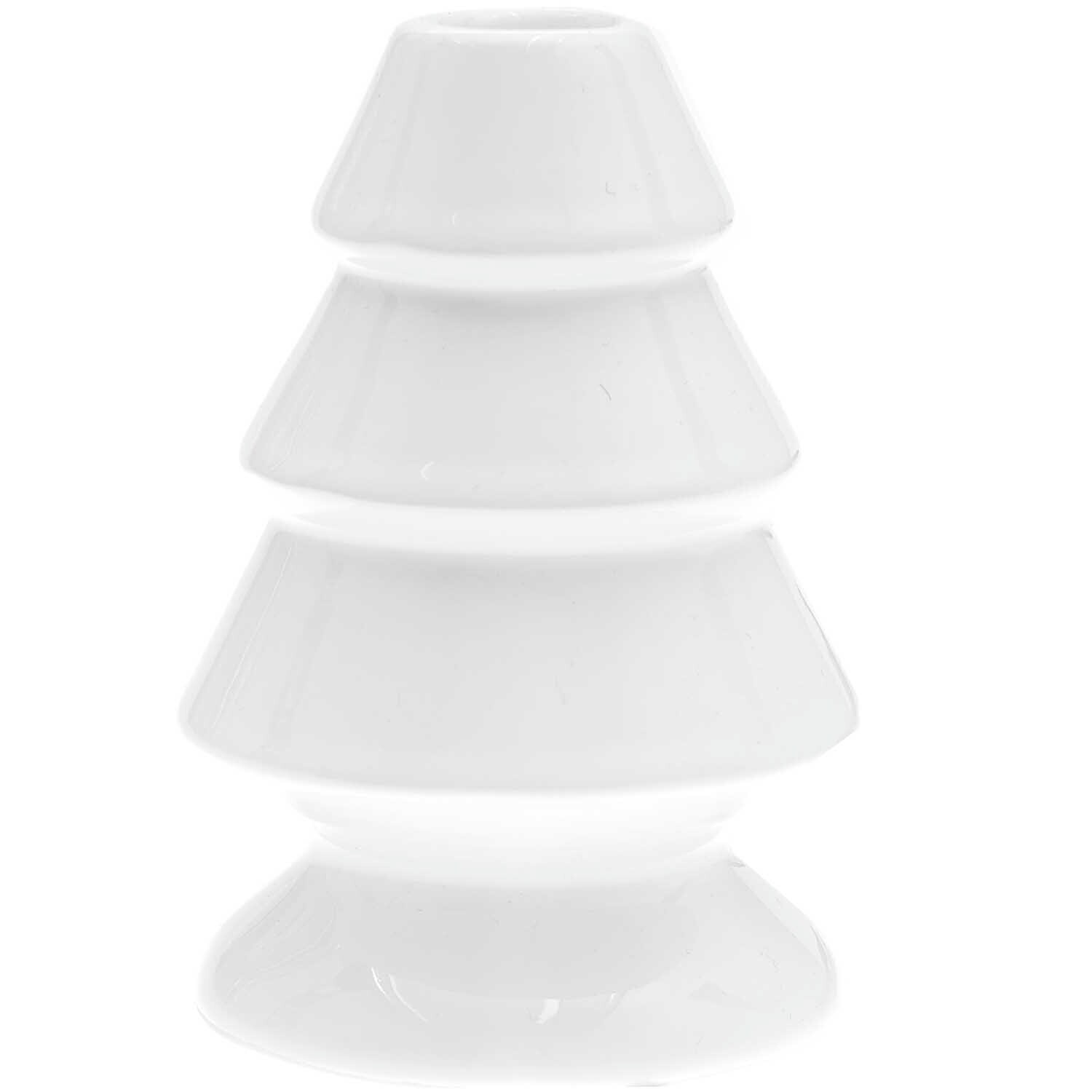 Keramik-Kerzenhalter Tanne weiß