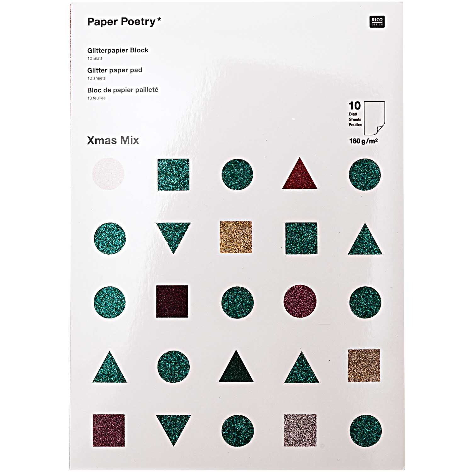 Paper Poetry Glitterpapierblock Nostalgic Mix DIN A4 10 Blatt