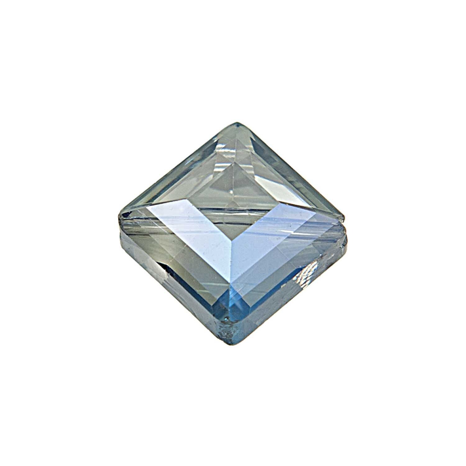 Perle geschliffen eckig blau irisierend 13x10mm Glas 4 Stück