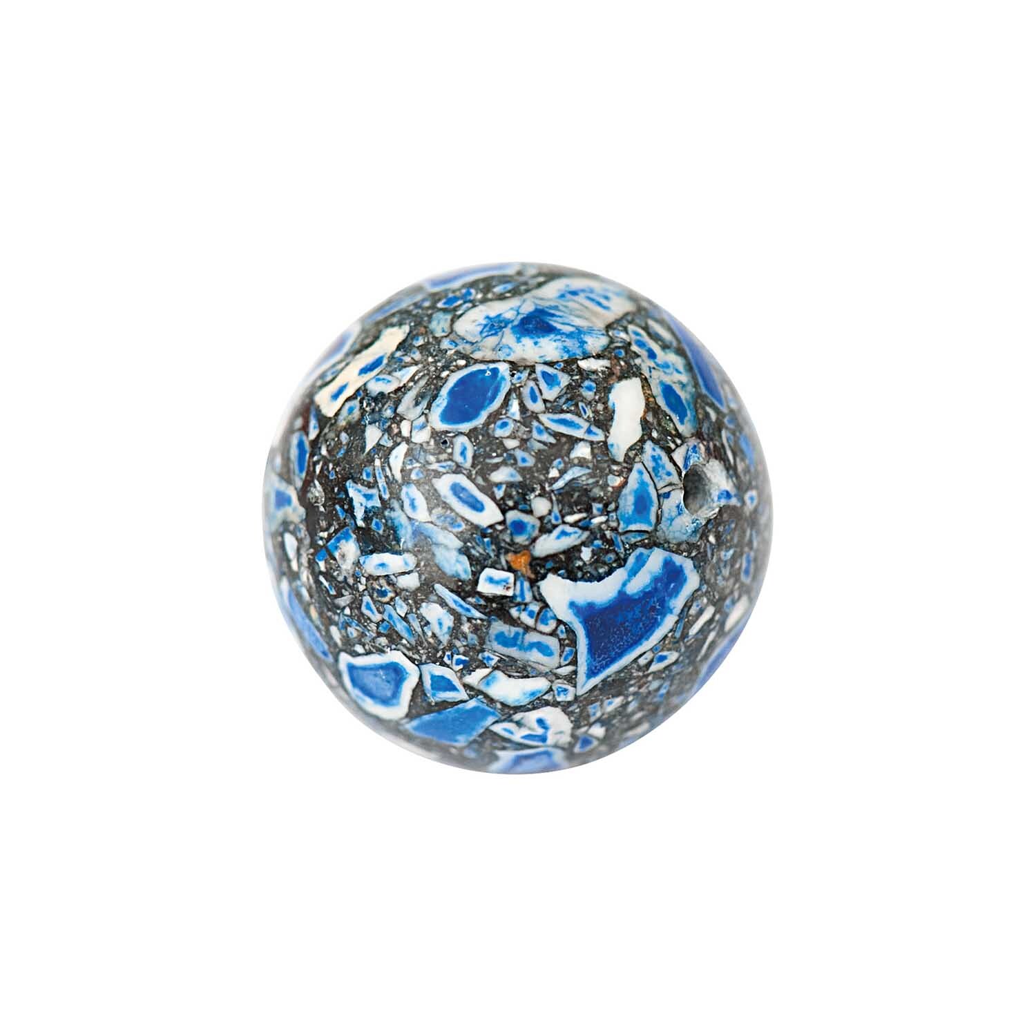 Kugel blau marmoriert 16mm Halbedelstein 2 Stück