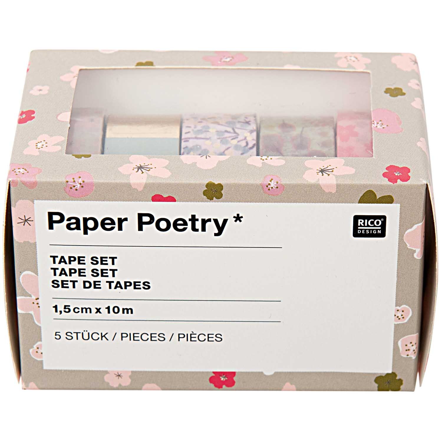 Paper Poetry Tape Set  Bouquet Sauvage 1,5cm 10m 5 Stück