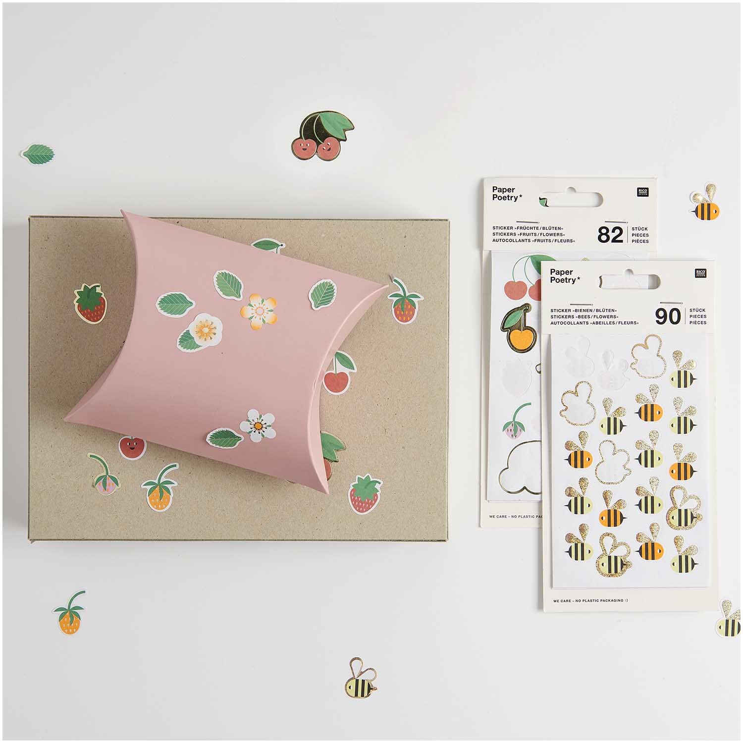Paper Poetry Sticker Bienen & Blüten 4 Blatt