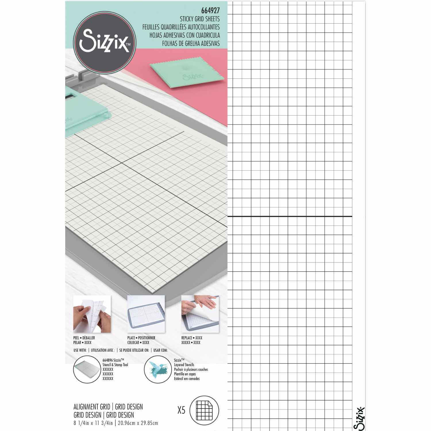 Accessory Sticky Grid Sheets 27,9x21,6cm 5 Stück