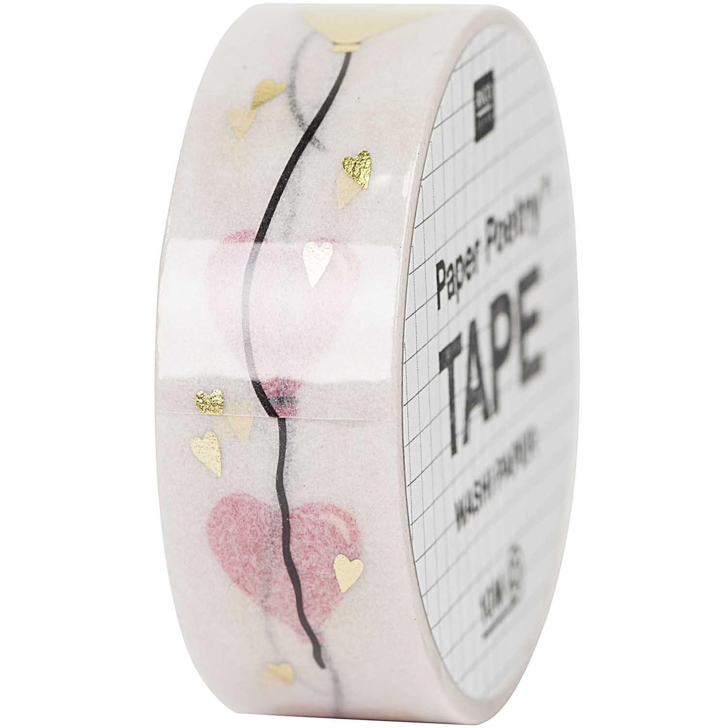 Paper Poetry Tape Herzluftballons puder-gold 1,5cm 10m