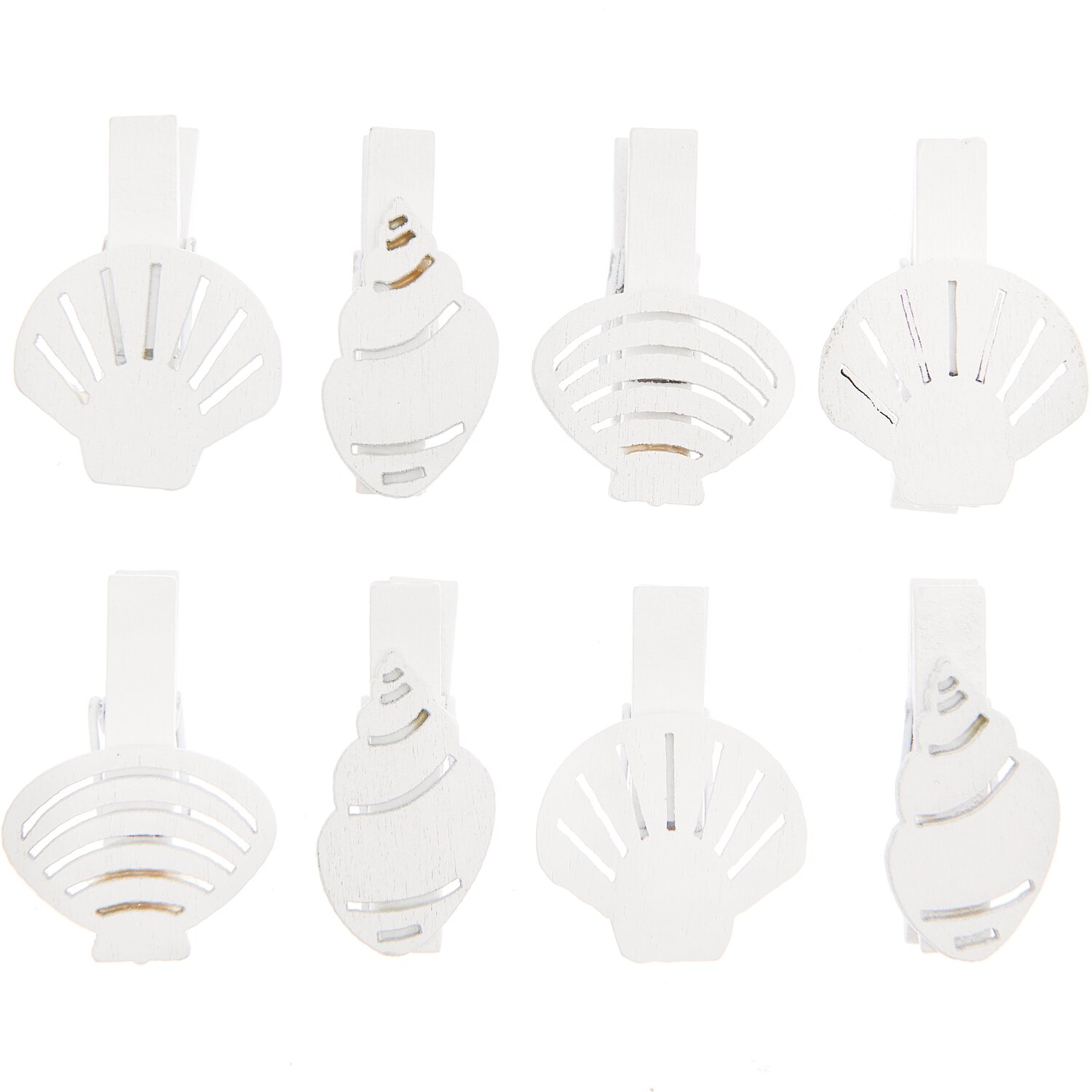 Rico Design Dekoklammern Muschel Mix weiß 7x35mm 8 Stück