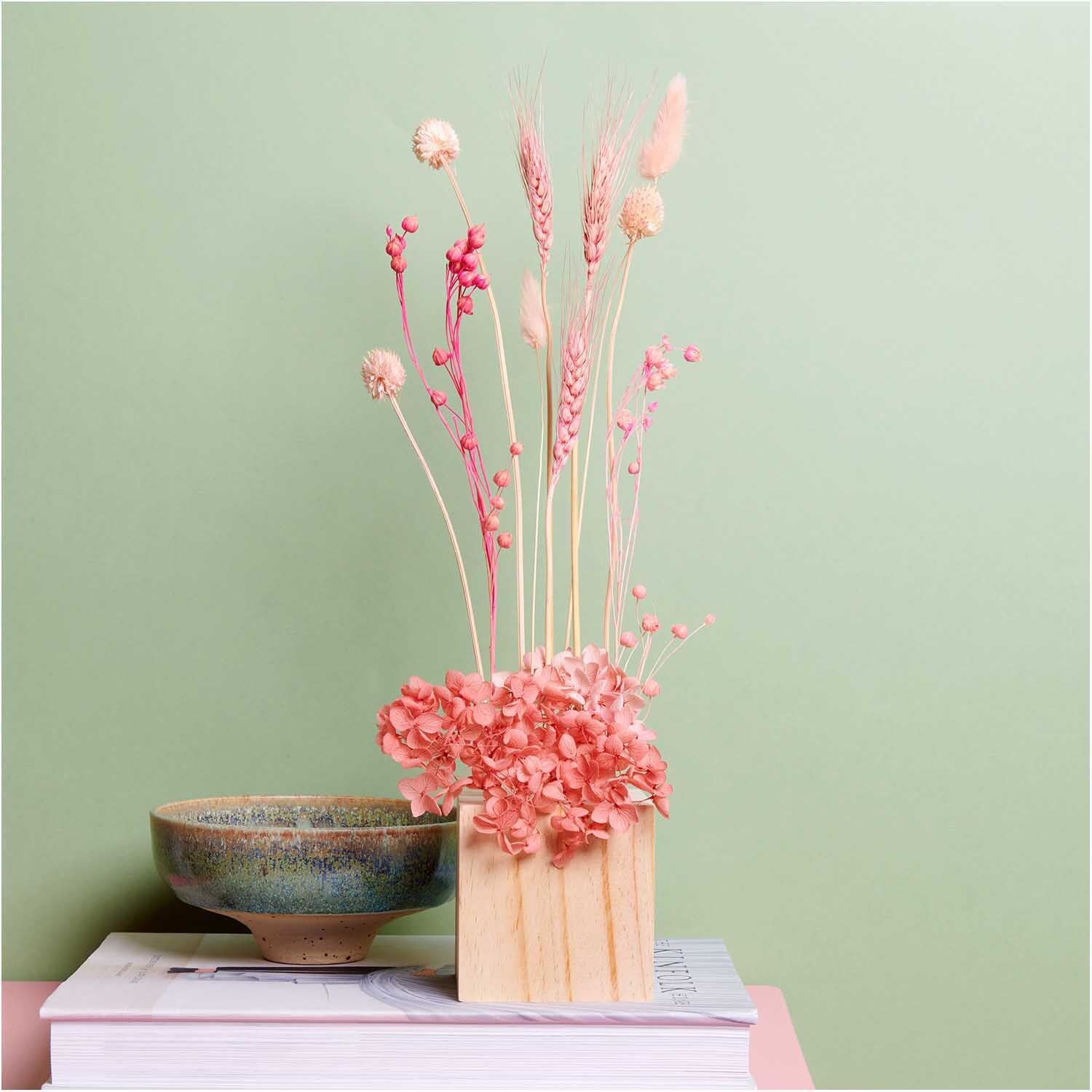 Trockenblumenstrauß pastell-pink 30cm 13teilig