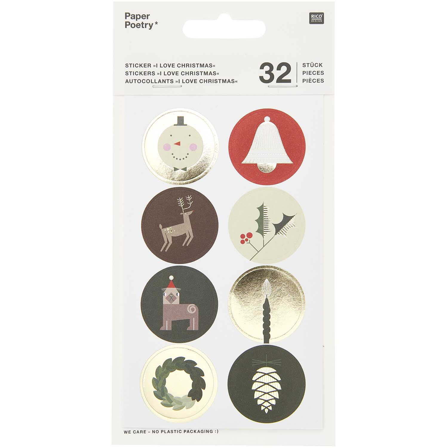 Paper Poetry Sticker Christmas Figuren 4 Blatt