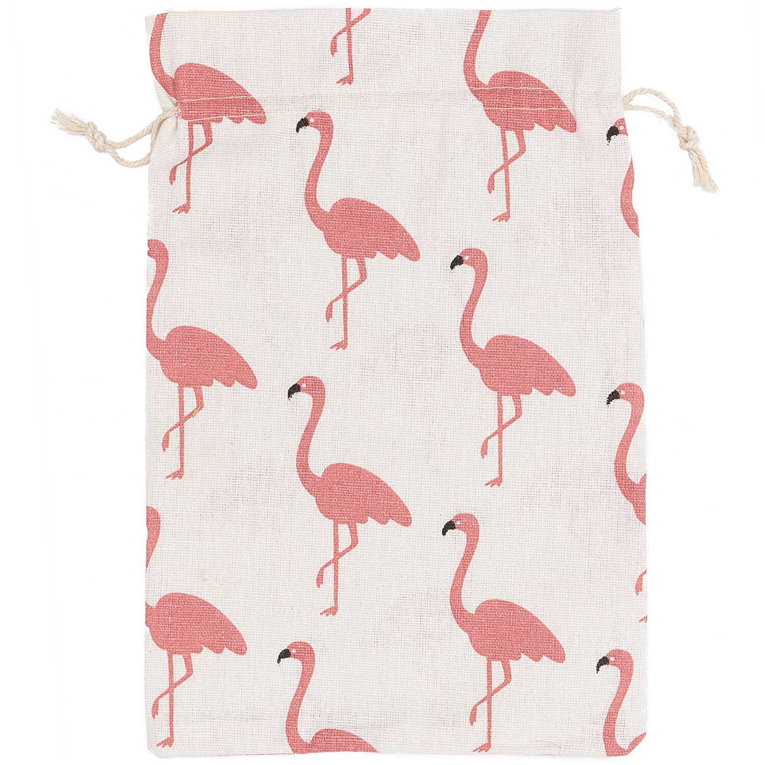 Beutel Flamingo weiß-rosa 30x20cm