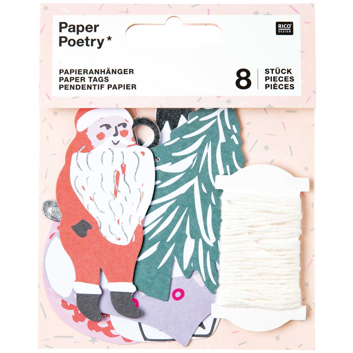Paper Poetry Papieranhänger Nostalgic Christmas pastell 8 Stück