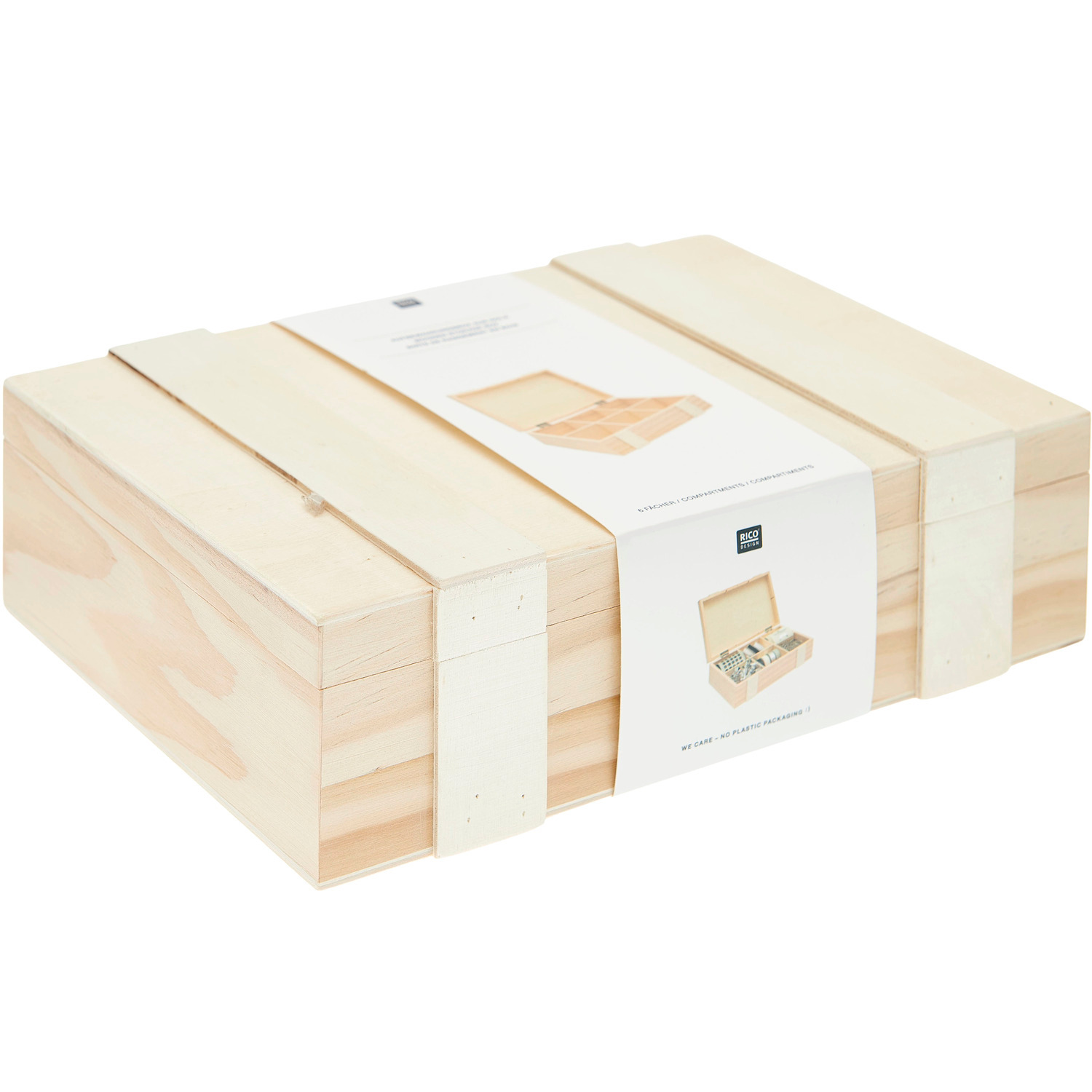 Aufbewahrungsbox aus Holz mit 6 Fächern 24x16,5x7cm
