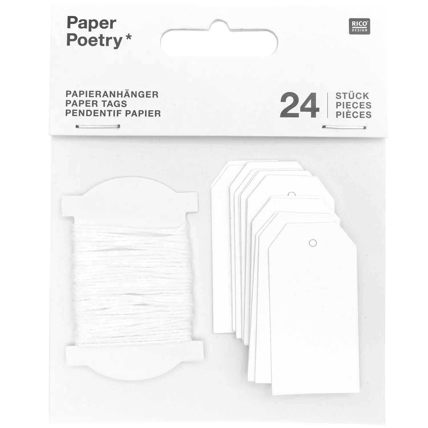 Paper Poetry Papieranhänger weiß 24 Stück