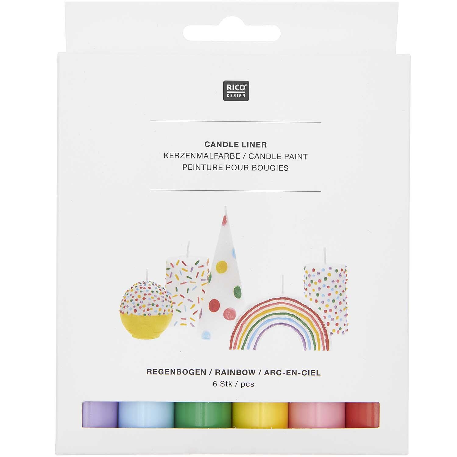 Candle Liner Kerzenmalfarbe Set Regenbogen 6 Stück à 30ml