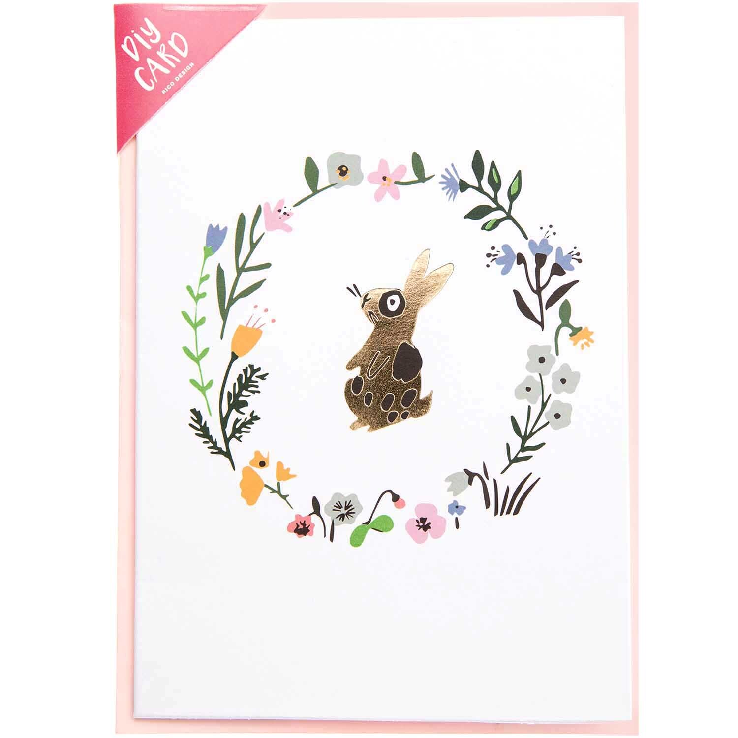 Paper Poetry Grußkartenset Bunny Hop Blumenkranz mit Hase