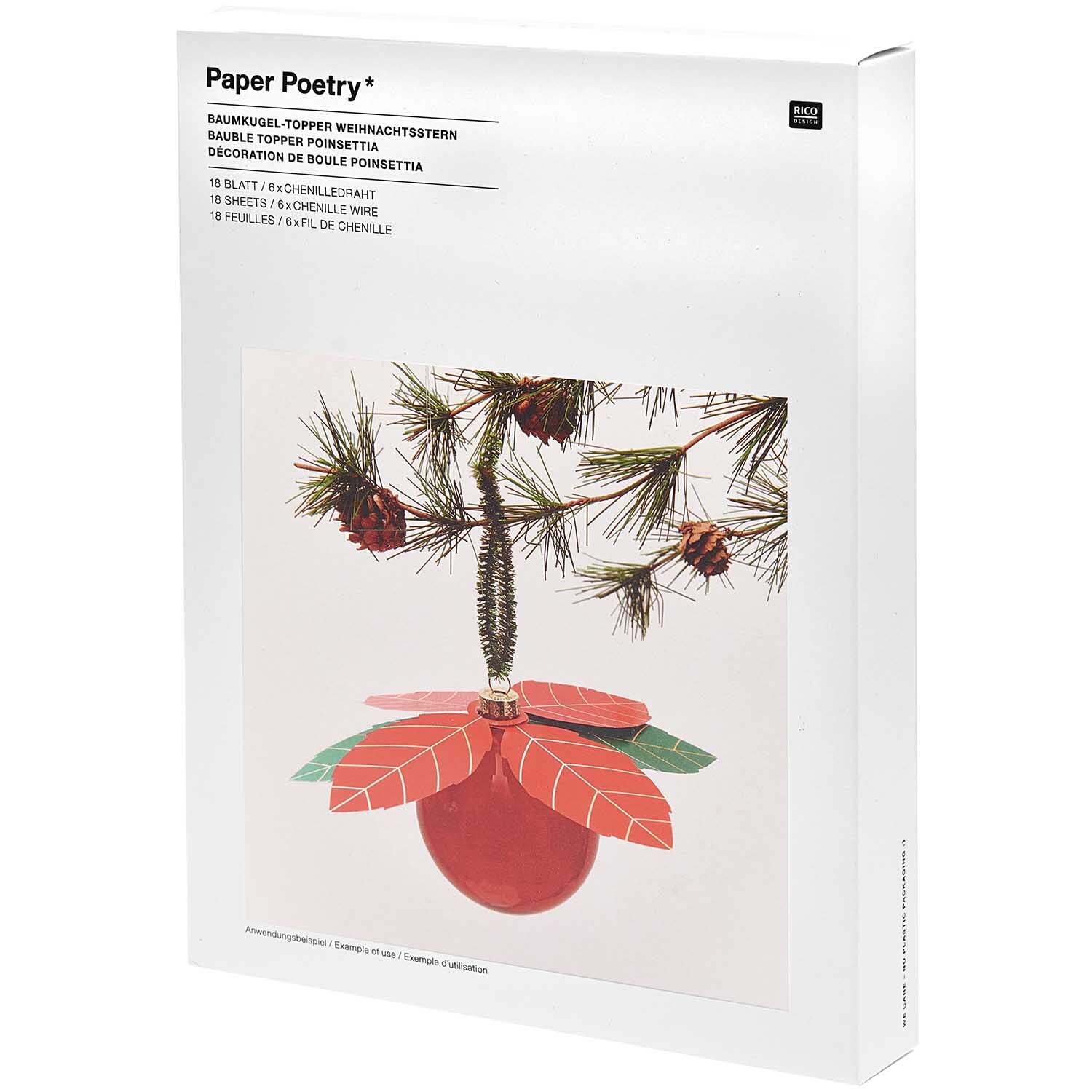 Paper Poetry Christbaumkugel-Topper Weihnachtsstern 6 Stück