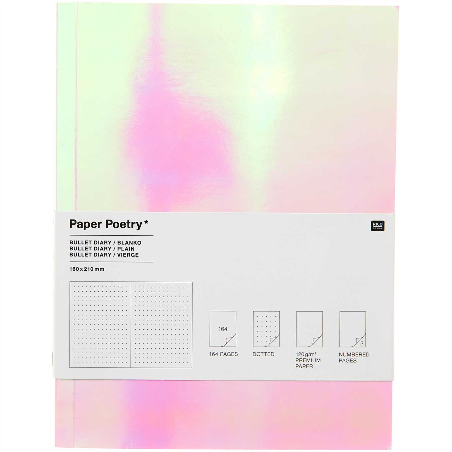 Paper Poetry Bullet Diary Softcover irisierend 16x21cm 80 Blatt