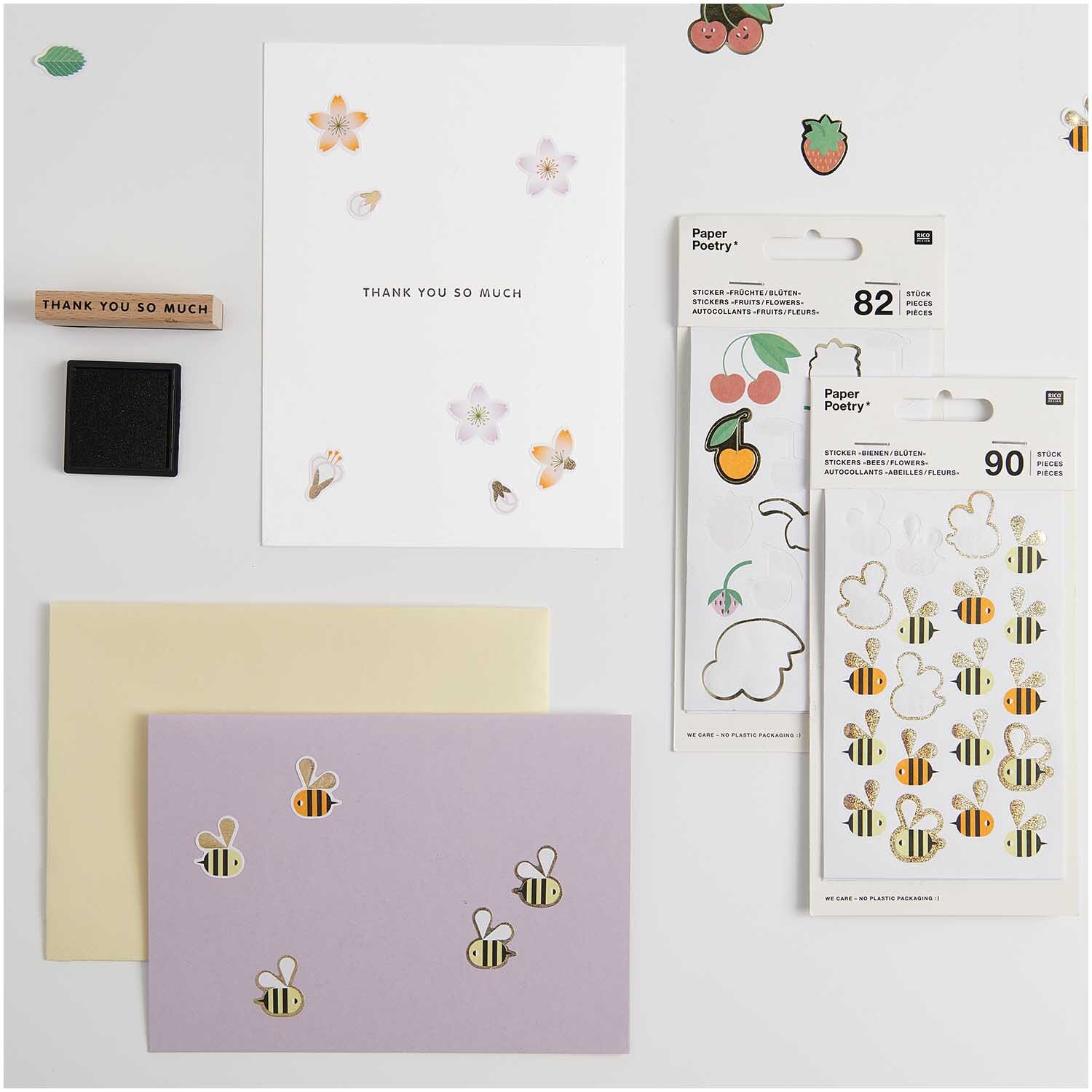 Paper Poetry Sticker Bienen & Blüten 4 Blatt