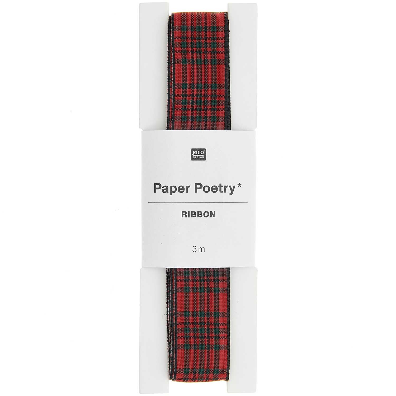 Paper Poetry Karoband rot-grün 16mm 3m