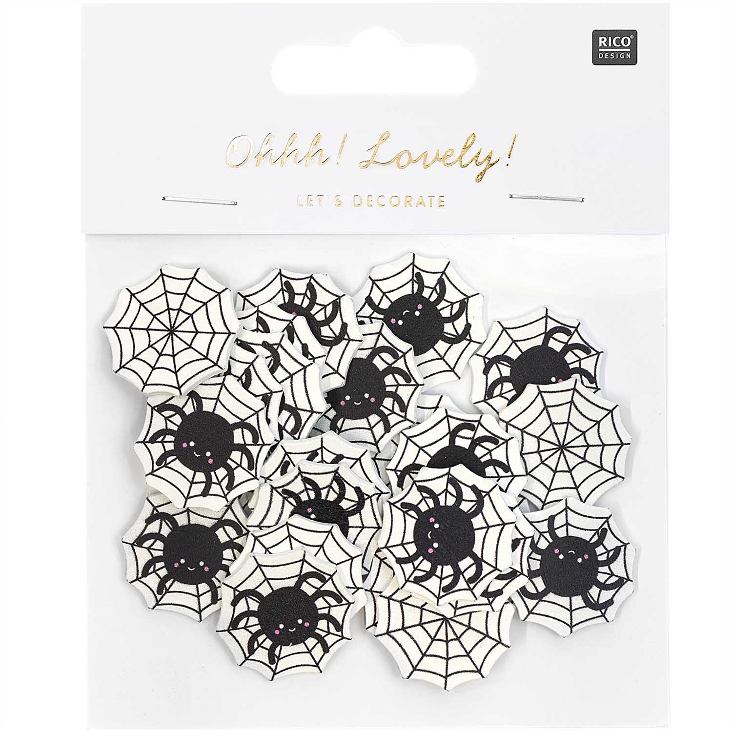 Holzstreu Spinnennetz schwarz-weiß 48 Stück