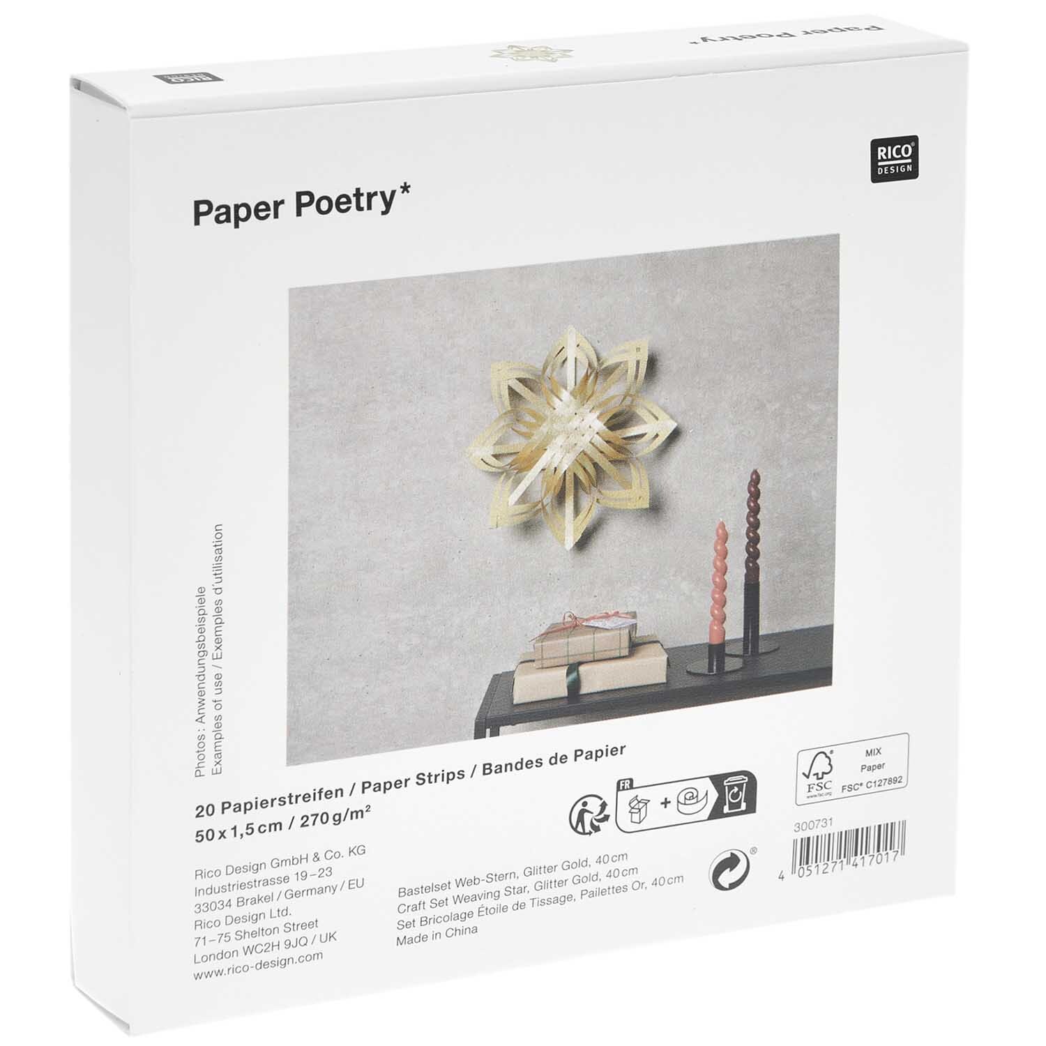 Paper Poetry Web-Stern Größe M 270g/m2