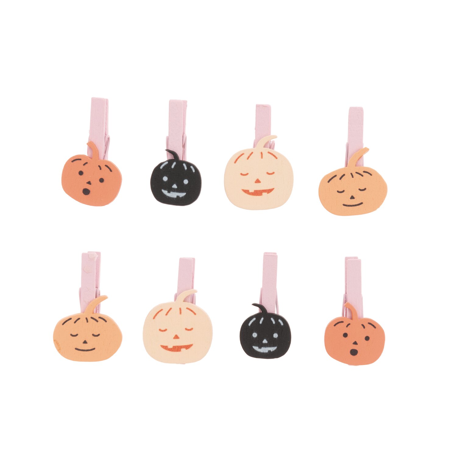 Rico Design Holzclips Kürbis Mix orange-schwarz 8 Stück