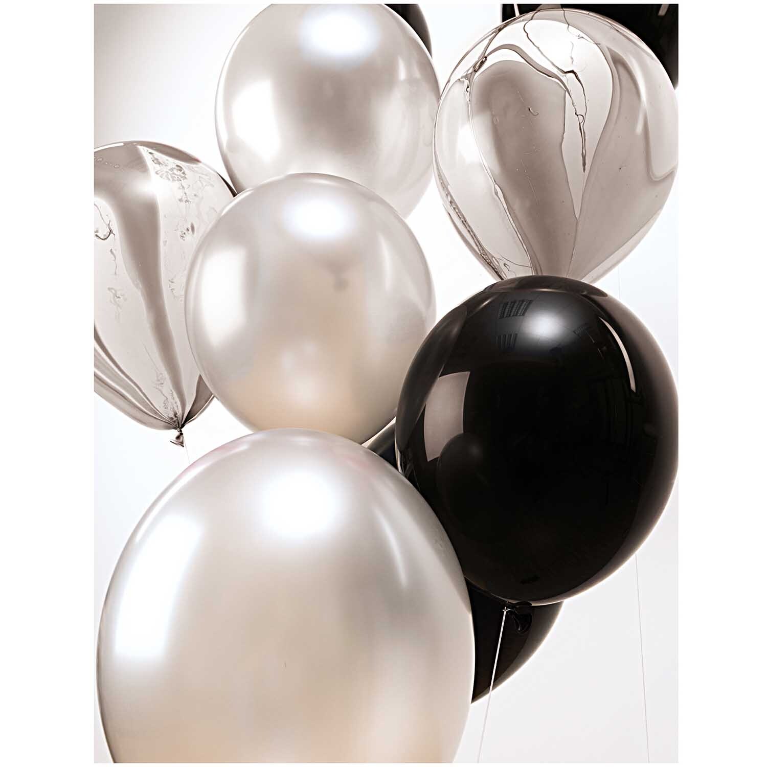 Luftballon Mix schwarz-weiß 30cm 12 Stück