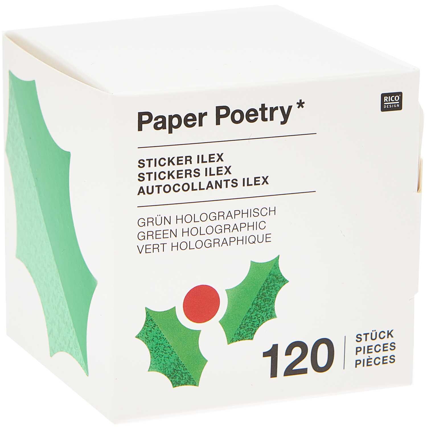 Paper Poetry Sticker Ilex 120 Stück auf der Rolle Hot Foil