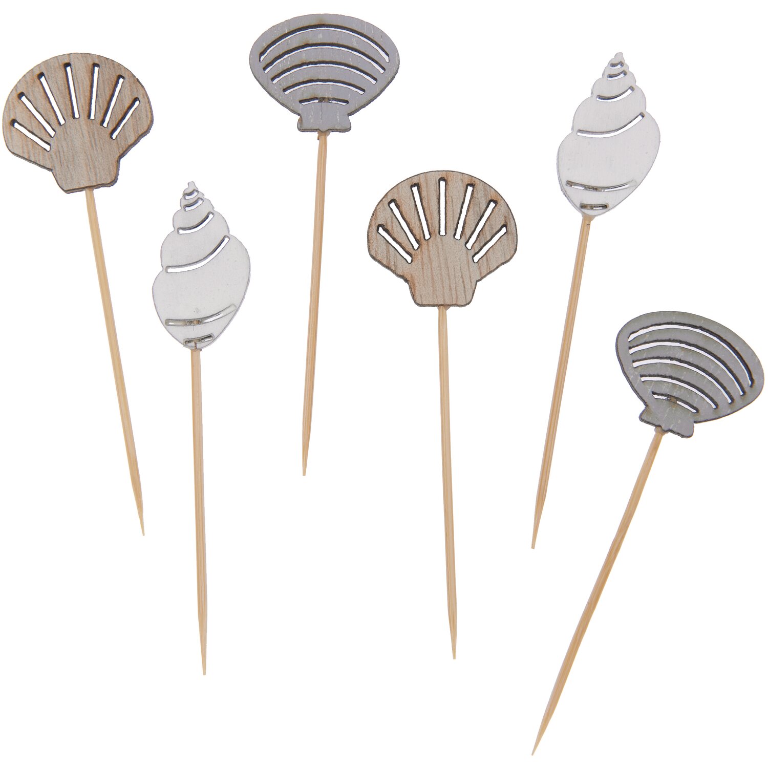 Rico Design Deko-Picker Muschel Mix natur 6,7-7,5cm 6 Stück