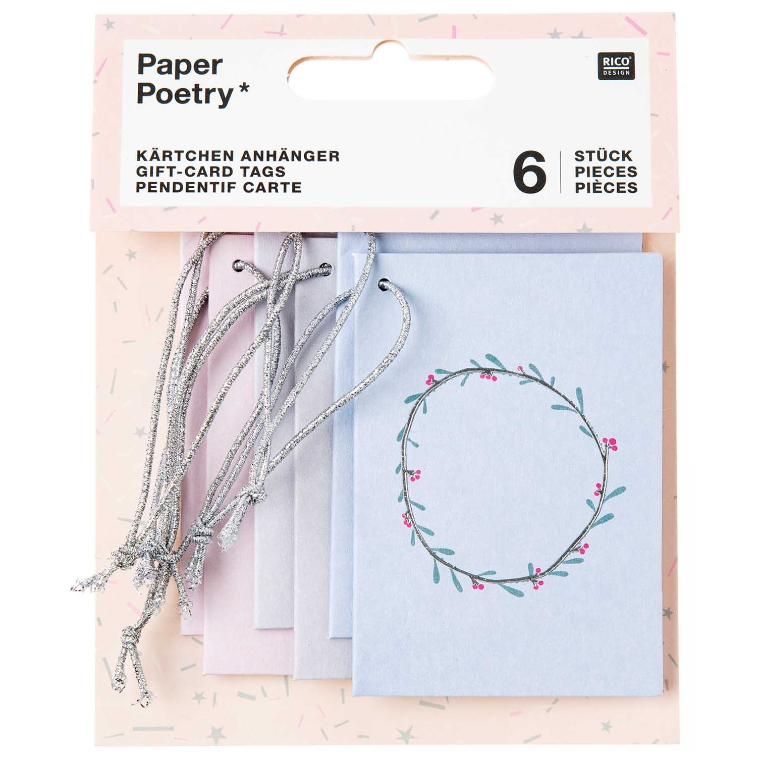 Paper Poetry Kärtchenanhänger Nostalgic Christmas pastell 6 Stück