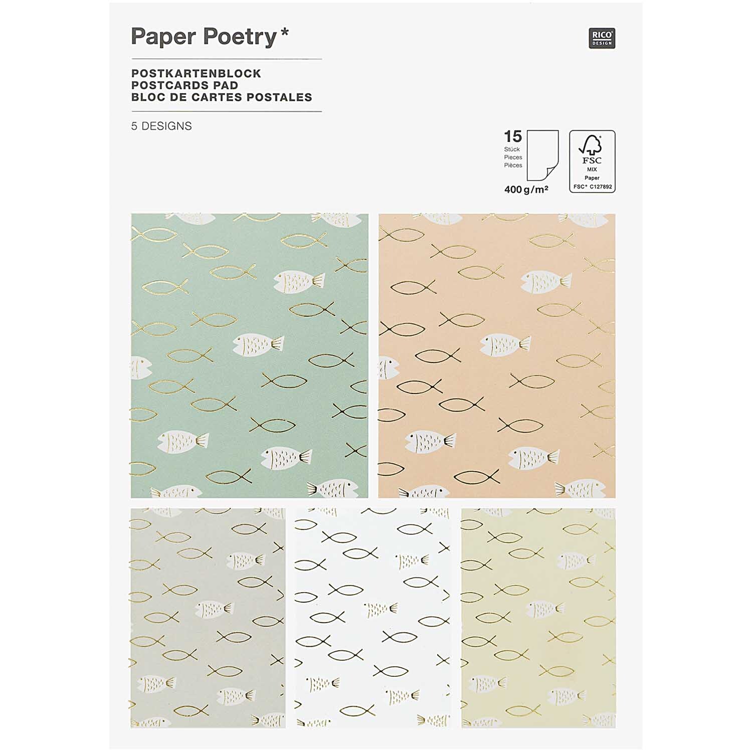 Paper Poetry Postkartenblock Kommunion und Konfirmation 12,5x17,6cm