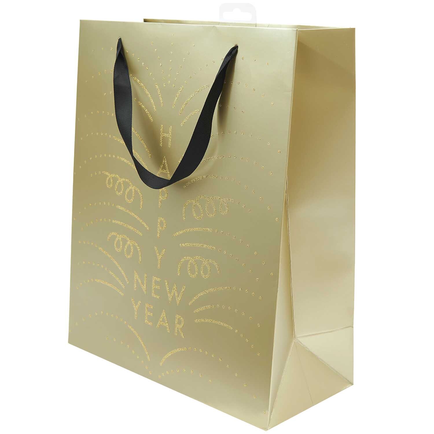 Paper Poetry Geschenktüte gold Happy New Year 26x32x12cm
